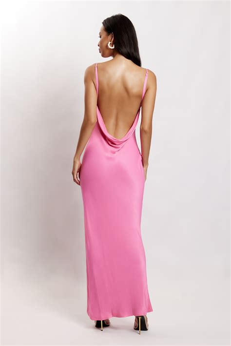JLW 18th Birthday Outfits, XS Jade Cowl Neck Backless Maxi Dress - Pink ...