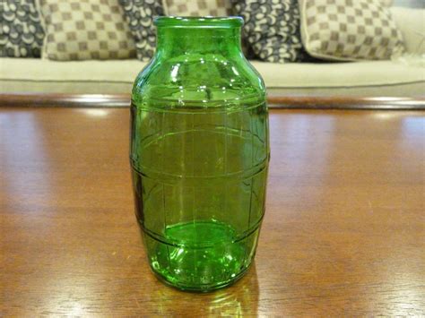 Vintage Mickeys Malt Liquor Green Glass Barrel Pattern Big Mouth Bottle ...