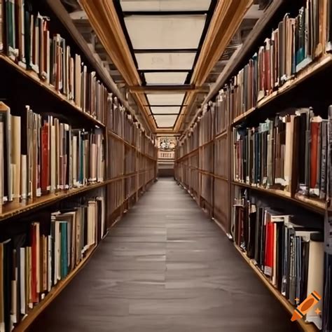 Empty library with book-filled shelves on Craiyon