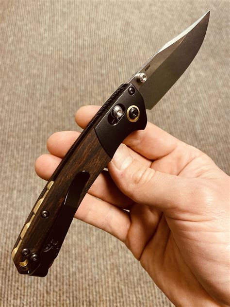 Benchmade Mini Crooked River with Flytanium brass pivot and back spacer ...