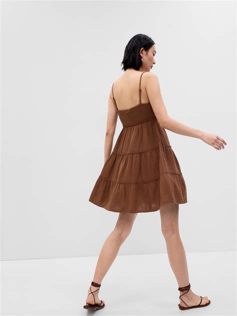 Crinkle Gauze Tiered Mini Dress | Gap