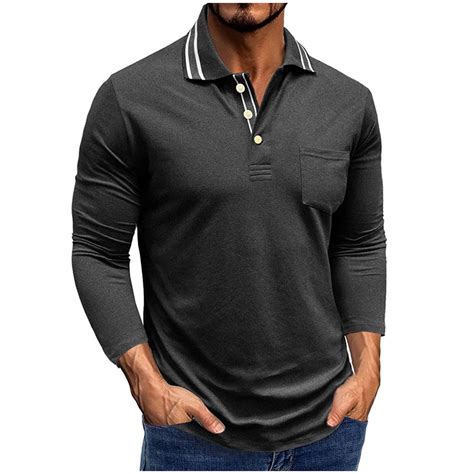 Generic Men's Golf Shirts Long Sleeve Button Down Henley Pullover Tops ...