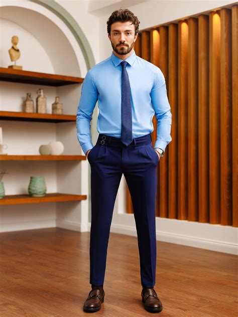 Navy Slim-Fit Pants in 2024 | Cocktail attire men, Blue pants men, Mens ...