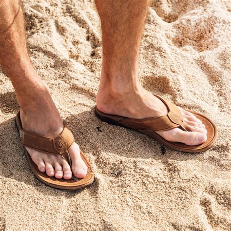 Tuahine Men's Leather Beach Sandals - Hunter / Golden Sand | OluKai ...