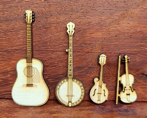 Miniature Wooden Bluegrass Country Musical Instrument Set - Etsy