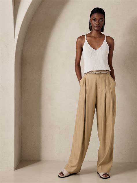 Lena Wide-Leg Linen-Blend Pant | Banana Republic