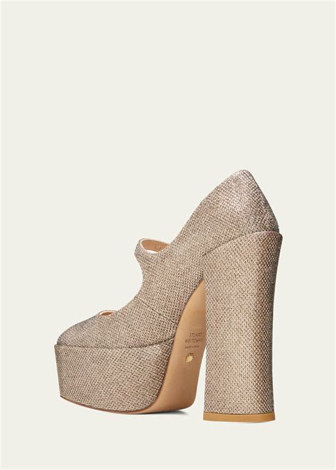Stuart Weitzman Skyhigh Metallic Mary Jane Platform Pumps - Bergdorf ...