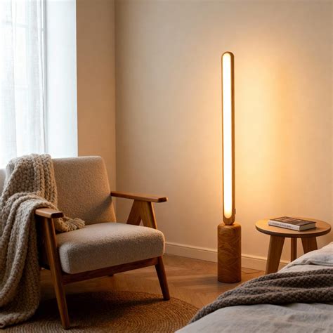 Linear Floor Lamp, Minimalist Wooden LED Floor Lamp, RGB Standing Lamp ...