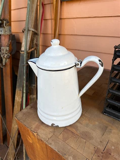 Cowboy Camp Coffee Pot Large, Approx 11 Tall 6 Opening on Top, White ...