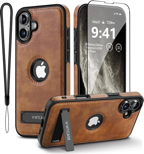 Amazon.com: TRUIRON for iPhone 16 Case Luxury Leather Logo Visible ...