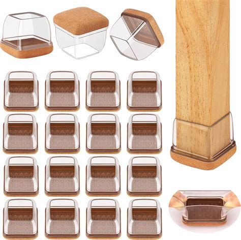 32 Pcs Chair Leg Floor Protectors Square, Silicone Chair Leg Protectors ...