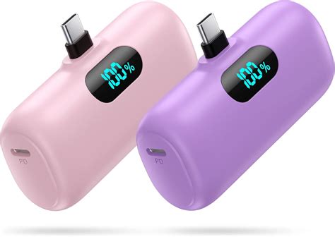 Amazon.com: [2-Pack] Mini Portable Charger 5000mAh Power Bank,3A PD USB ...