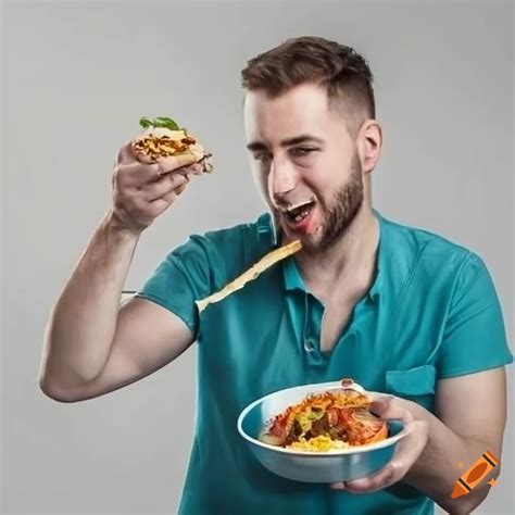Man eating food on Craiyon