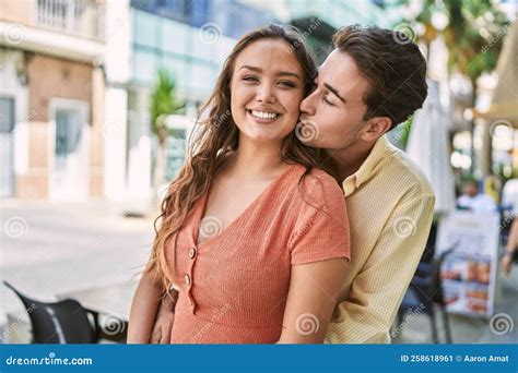 Man and Woman Couple Hugging and Kissing at Street Stock Image - Image ...