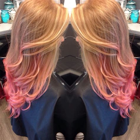 Ginger hair, pink tips, dip dye, pink hair, orange hair, red hair ...