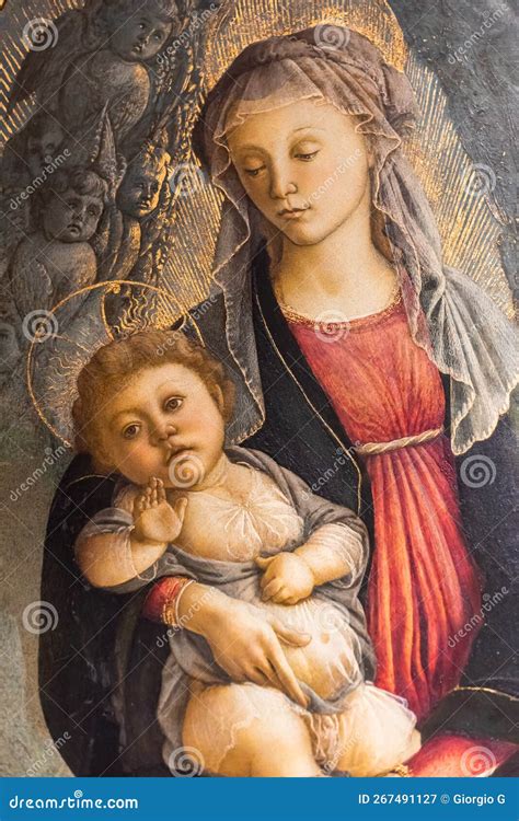 Renaissance Religious Painting Showing Virgin Mary Holding Baby Jesus ...