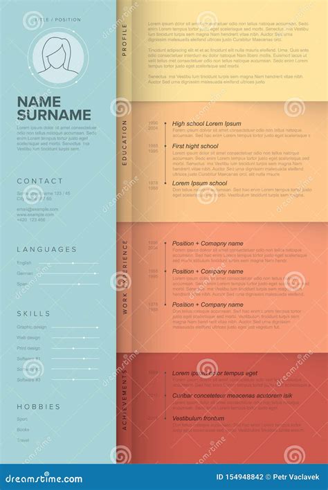 Minimalist Teal Resume Cv Template for Women Stock Vector ...