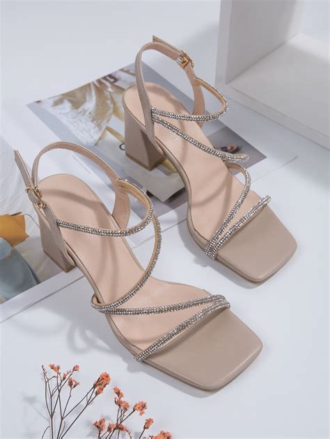 Apricot Glamorous Plain Strappy Embellished Women Shoes Summer Sandals ...