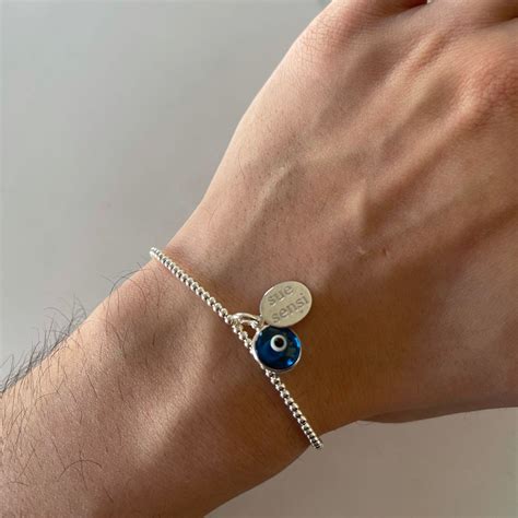 Protect all Mens Bracelet - White | Evil eye bracelet silver, Evil eye ...