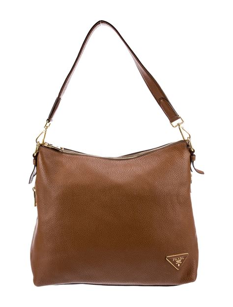 Prada Vitello Daino Shoulder Bag - Brown Shoulder Bags, Handbags ...