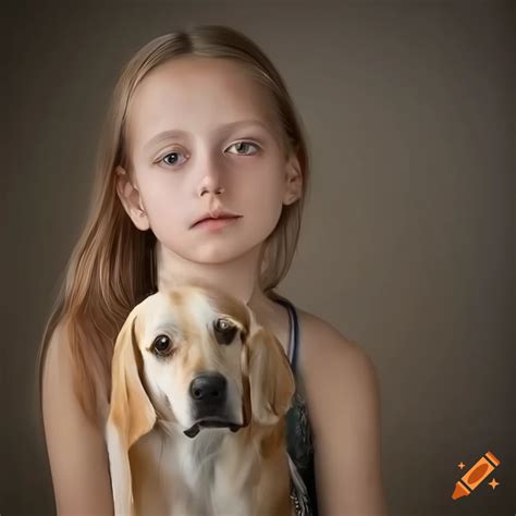 Girl with dog on Craiyon