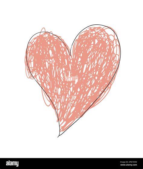 Red heart icon, hand drawing illustration, pencil stroke line. Love ...
