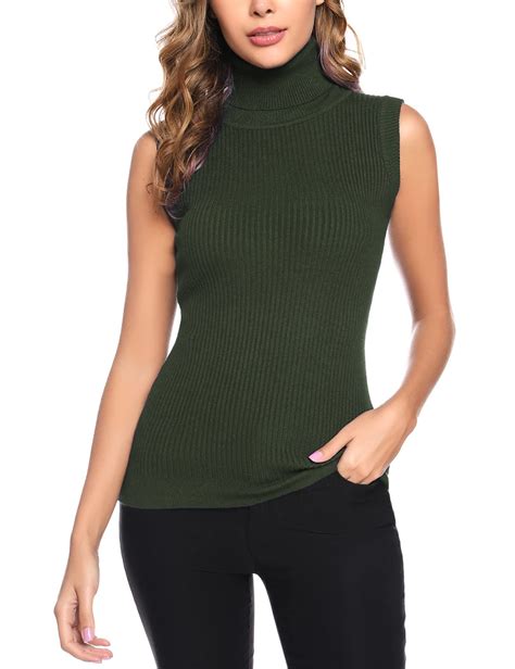 Totatuit Women's Spring Sleeveless Turtlenecks Tops Mock Neck Ribbed ...