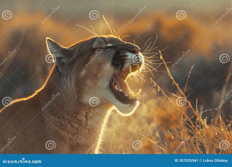 Roaring Cougar or Mountain Lion Hunts Its Prey Stock Illustration - Illustration of furious ...