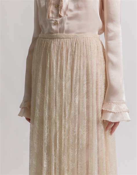 Pleated lace long skirt | Alberta Ferretti