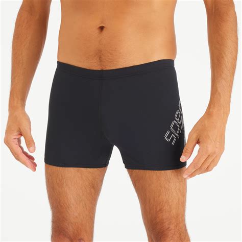 Men’s swimming boxer shorts - Speedo logo black white SPEEDO | Decathlon