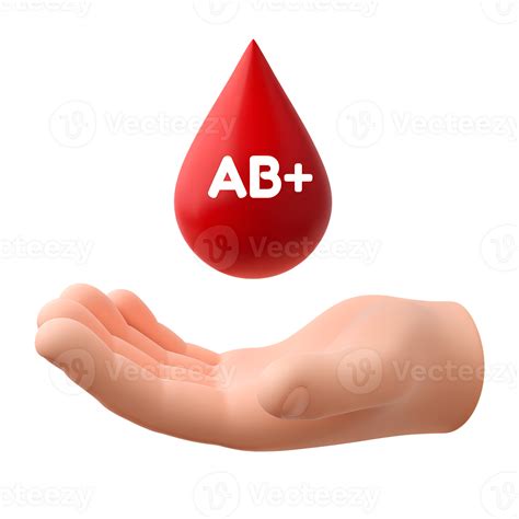 Human hand holding single blood drop with the AB positive blood type symbol, representing ...