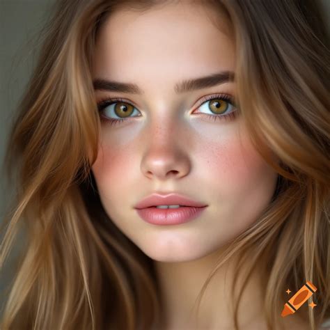 Girl with long light brown hair and brown eyes on Craiyon