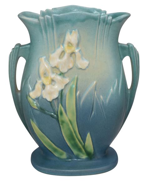 Roseville Pottery Iris Blue Vase 922-8 | Roseville pottery vintage ...