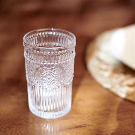 Large Medallion Vintage Drinking Glass | Primitives By Kathy