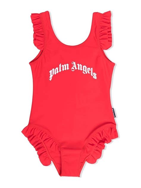 Palm Angels One piece beachwear logo - Red | PGFA001S22FAB0022501