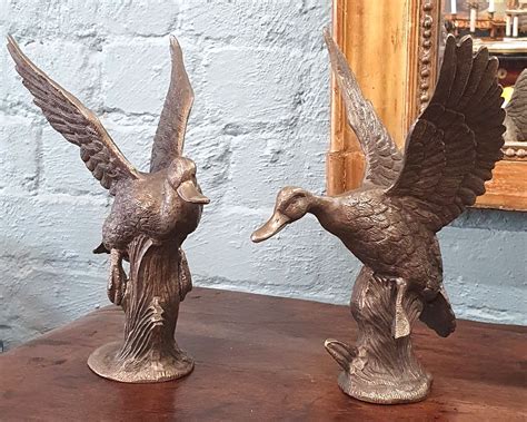 A pair of French Spelter Ducks