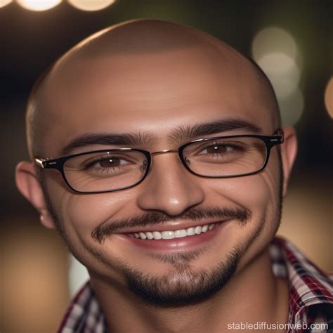 Man in Glasses and Plaid Shirt Smiling at Camera | Stable Diffusion Online
