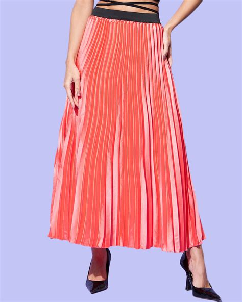 Buy Women's Coral Pink Pleated Skirts Online in India at Bewakoof