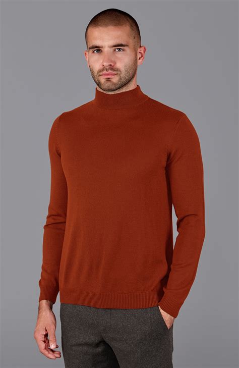 Mens Extra Fine Merino Wool Mock Turtleneck Jumper – Paul James Knitwear