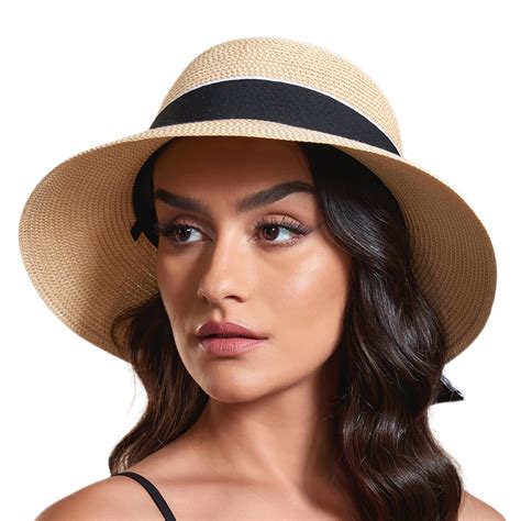 zihao Womens Beach Sun Hat UPF50 Packable Wide Brim Straw Hats for ...