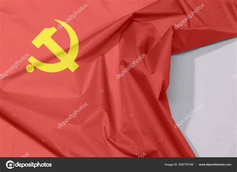 Fabric Chinese Communist Party Flag Crepe Crease White Space Golden ...