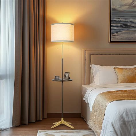 Mercer41 Farmhouse Country Cottage Floor Lamp With Metal Tray For ...