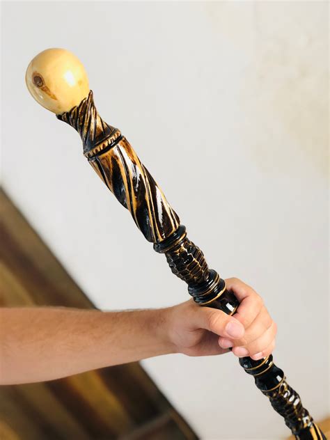 Handmade Wooden Hiking Staff: Carved Wizard Walking Stick (61 Inch) - Etsy