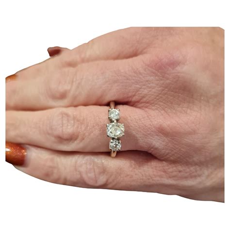 Georgian Old Mine Cut Diamond and 14k Gold Ring For Sale at 1stDibs