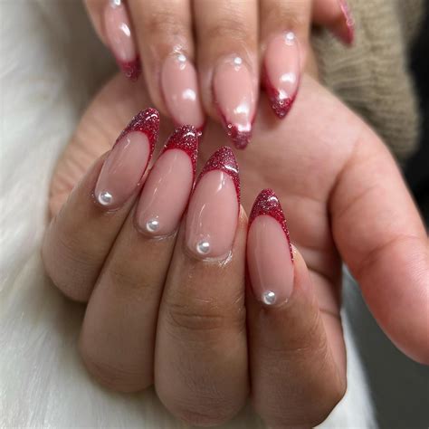 20+ Eye-Catching Red Glitter French Tip Nails - Nail Designs Daily