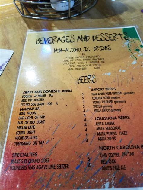 Menu at Cajun Yard Dog, Arboretum restaurant, Charlotte