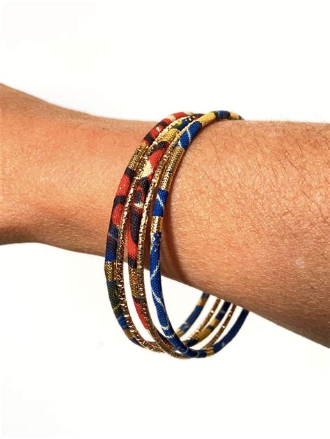 African Bracelets or Handcrafted Ethnic Bangles Printed Ankara - Etsy ...