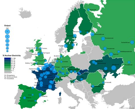 Карта: атомные электростанции в Европе