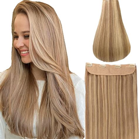 Amazon.com : DIYOMO Halo Hair Extensions Real Human Hair - Halo Hair ...