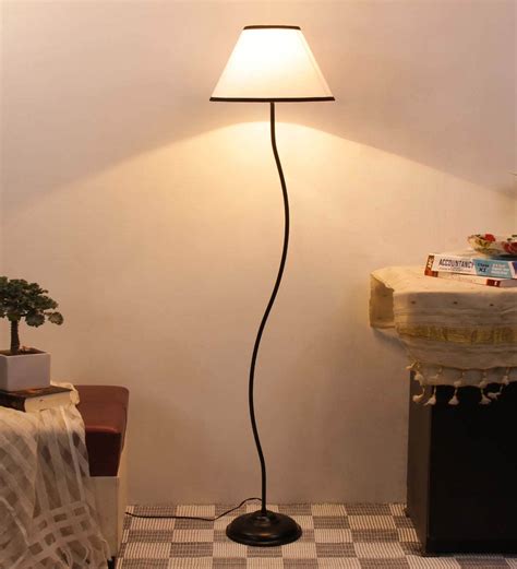Buy Multicolor Cotton Shade Country Floor Lamp With Black Base By New ...